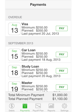 Debts - Quick monitor of all payment schedule