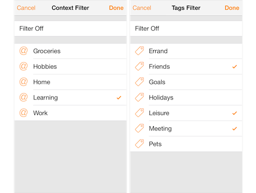 Routines - Filter views by context or tags