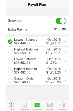 Debts - Snowball method for faster payoff